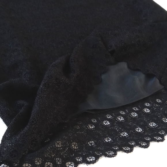 Max Studio Black Lace Crochet Style Rayon Silk Skirt Elastic Drawstring Waist XS - Picture 12 of 16